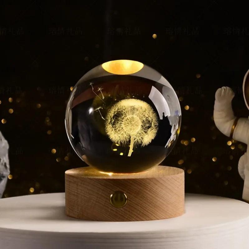 Glowing Planetary Galaxy Night Light Crystal Ball - 