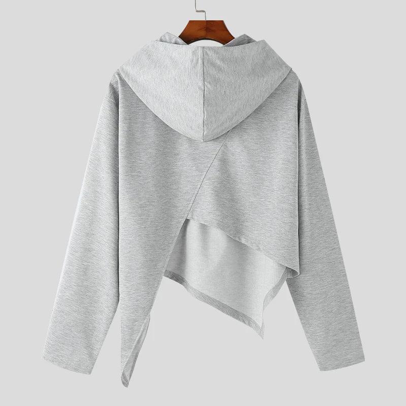 Men Irregular Hoodies Solid Color Zipper Hooded - Givenchyco