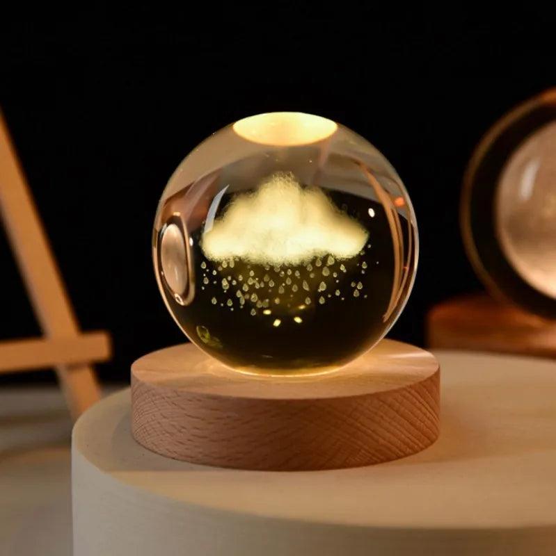 Glowing Planetary Galaxy Night Light Crystal Ball - 