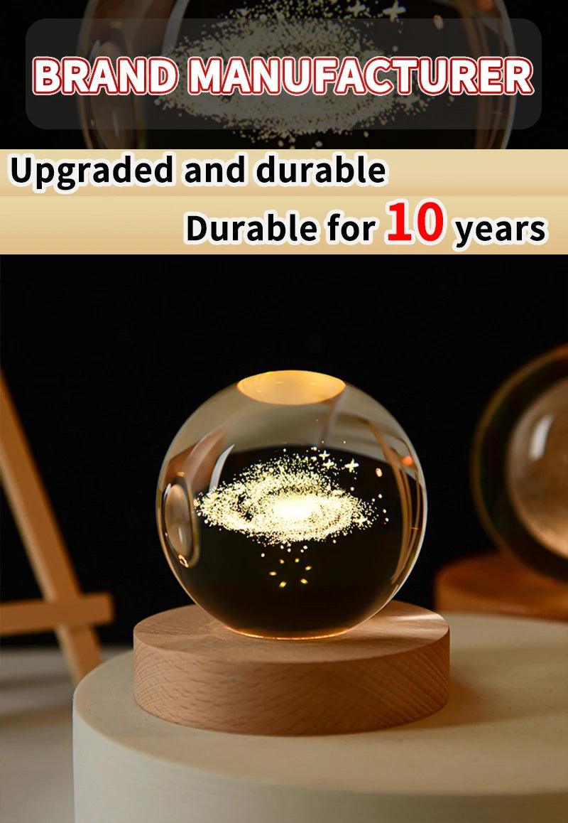 Glowing Planetary Galaxy Night Light Crystal Ball - 