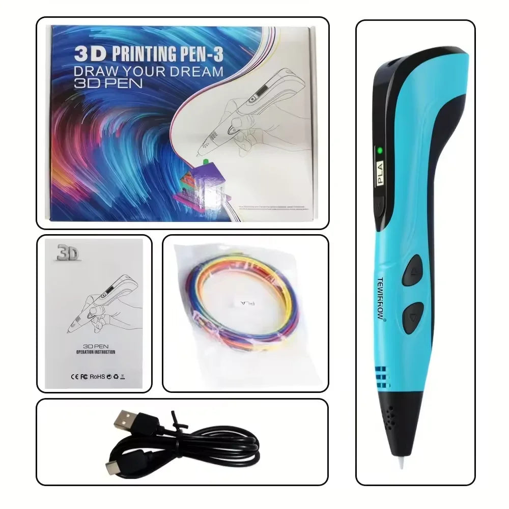 New Style 3D Printing Pen 3D Pen Set for Kids with Power Supply Pla Filament Travel Case Birthday Christmas Gift for Kids Givenchyco