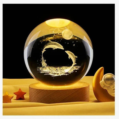 Glowing Planetary Galaxy Night Light Crystal Ball - 