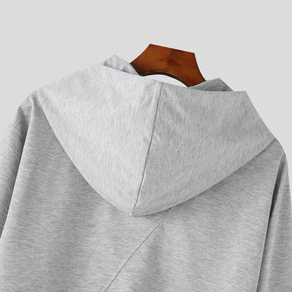 Men Irregular Hoodies Solid Color Zipper Hooded - Givenchyco